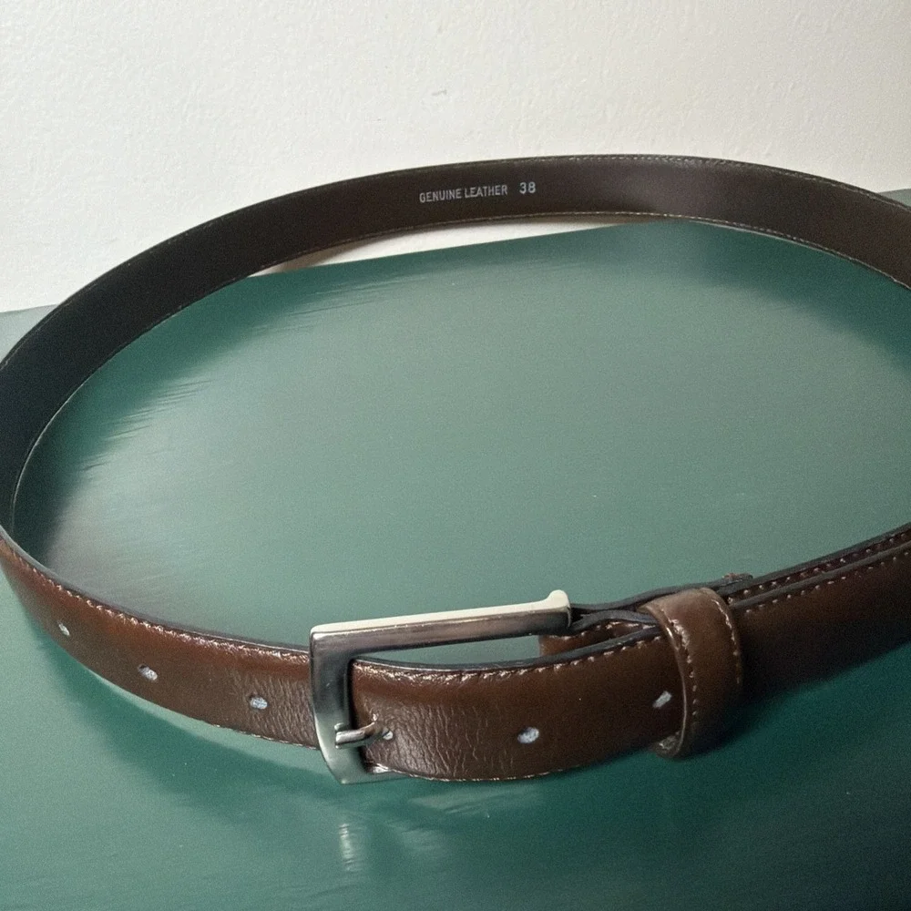 Classic‎ Chocolate Brown Genuine Leather Women's Belt Sz 38 Italy